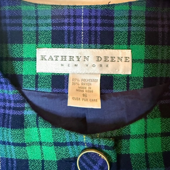 Plaid Green and Blue Women's Dress size 16 vintage whimsical grandma core plaid - Picture 2 of 9